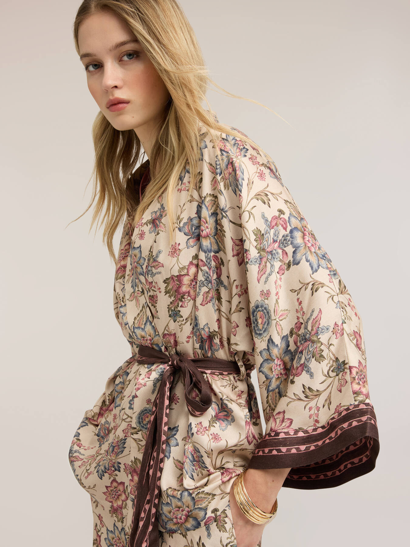 Camicia kimono in raso con stampa image number 3