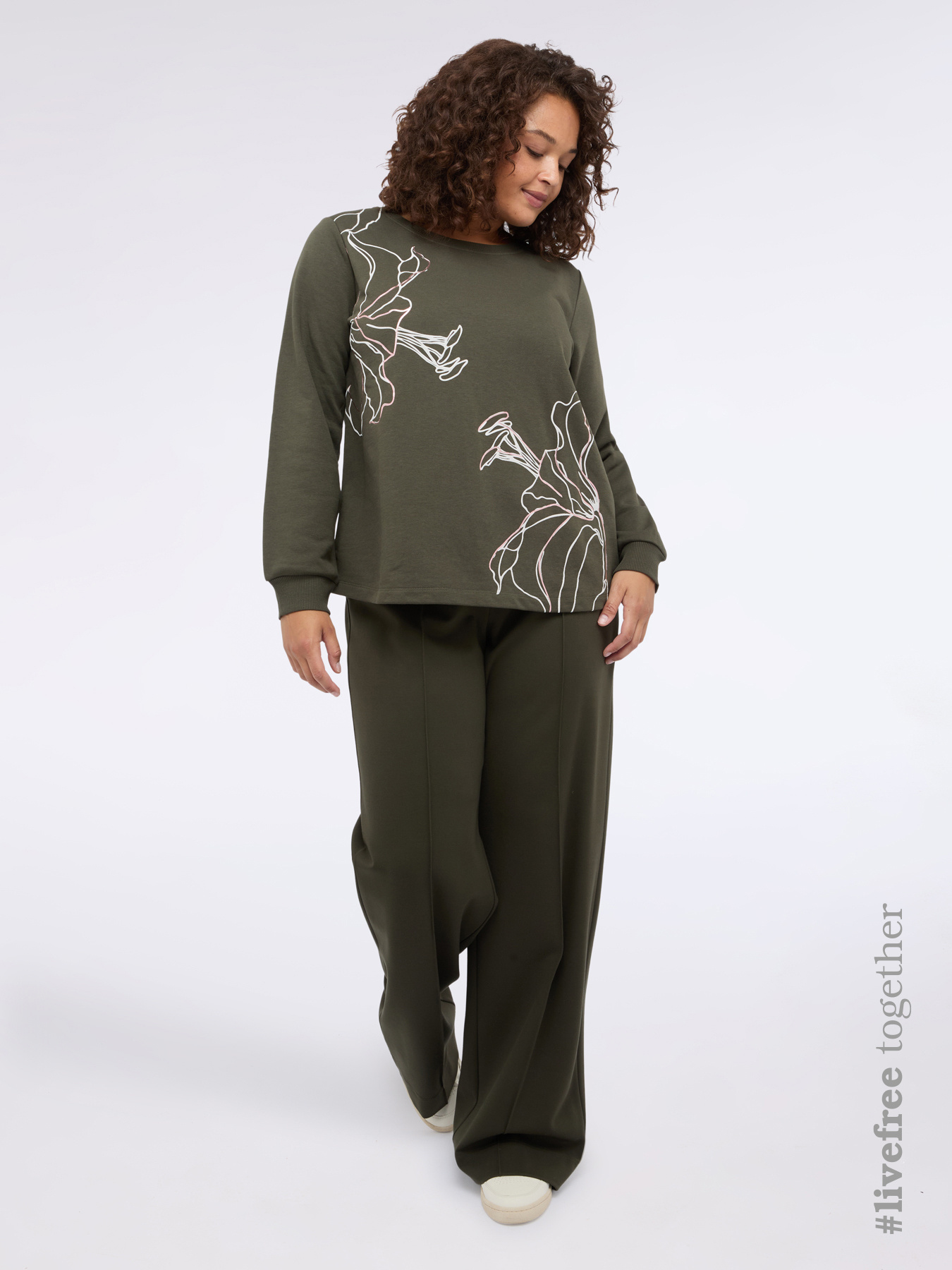 Pantalones wide leg en punto milano image number 0