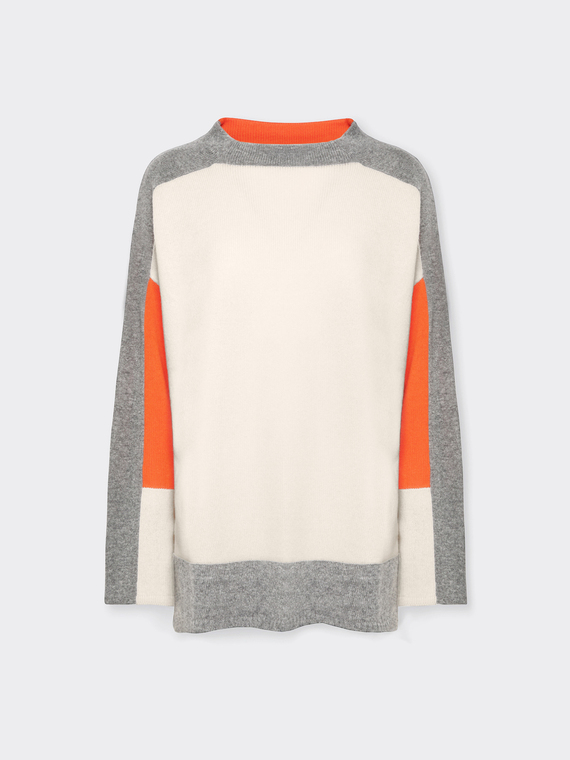Color block wool sweater