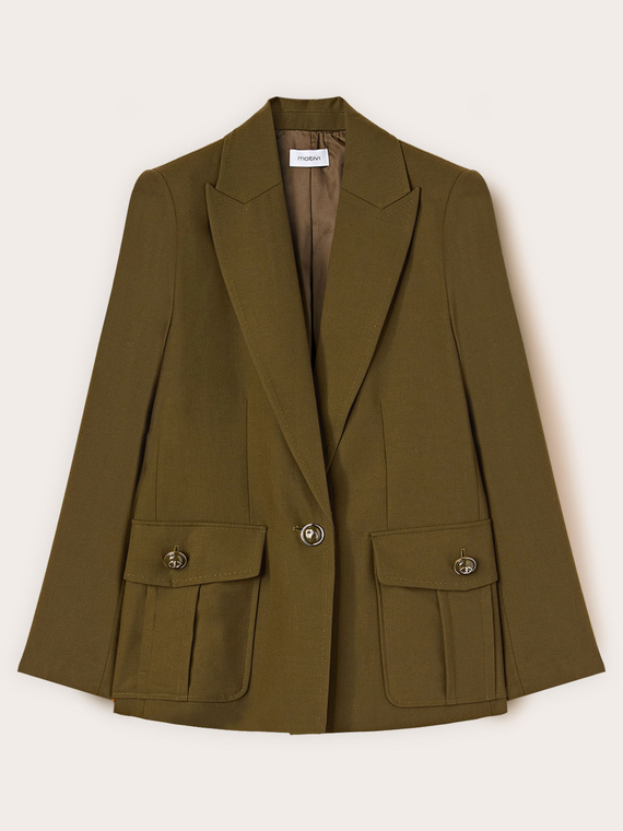 Military-Blazer aus Flanell-Wollmischung