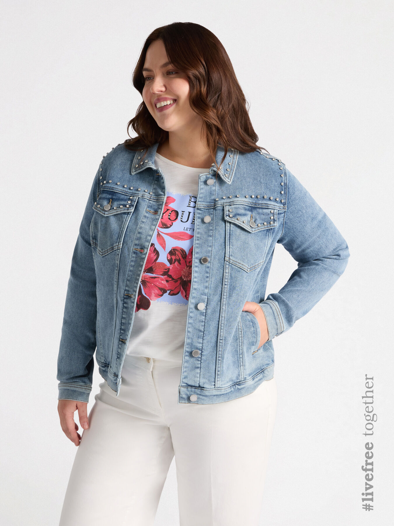 Denim-Blousonjacke mit Glanzpunkten image number 0