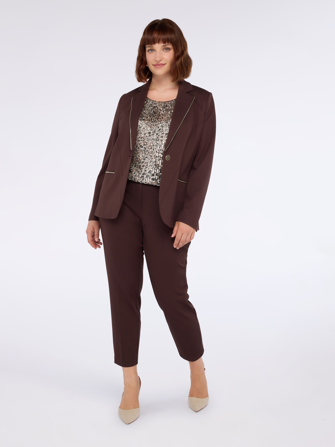 Blazer in punto Milano con zip decorative image number 0