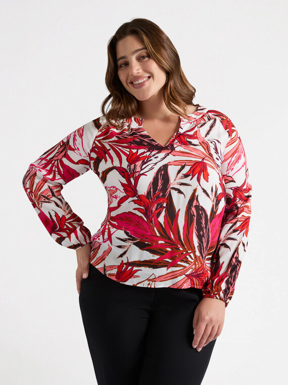Bluse mit Blätterdruck