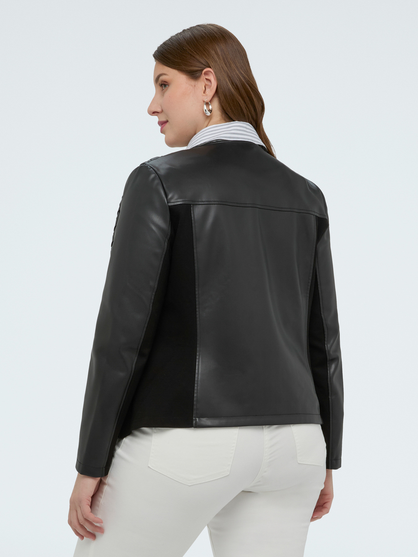 Biker jacket with woven detailing image number 1