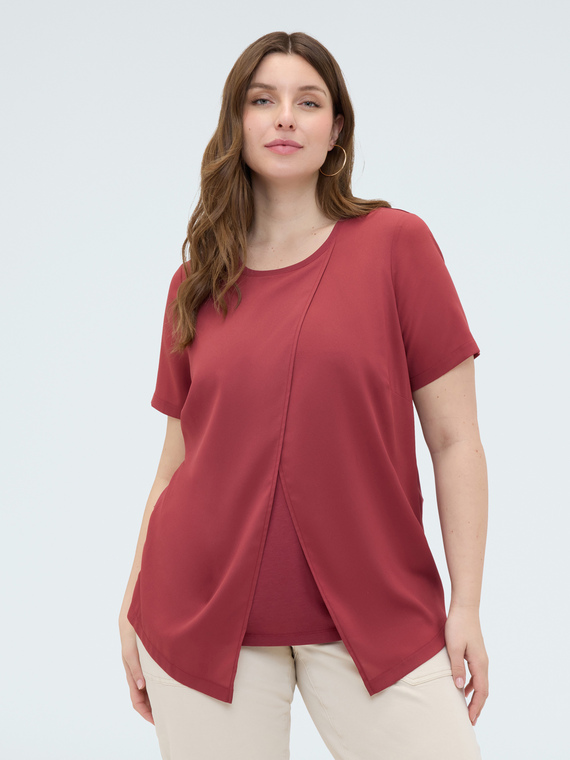 Zweifarbiges T-Shirt mit Brieftaschen-Detail