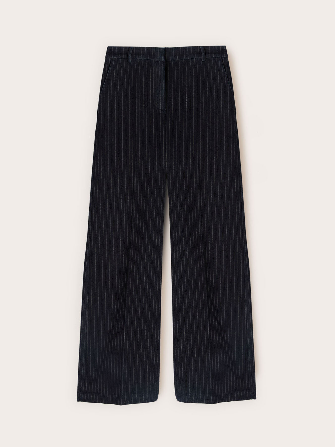 Pinstripe palazzo jeans in denim image number 4