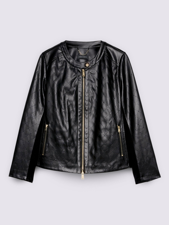 Veste de motard avec points lumineux et parties en tissu stretch