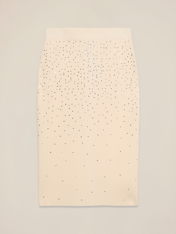 Gonna in maglia con cristalli