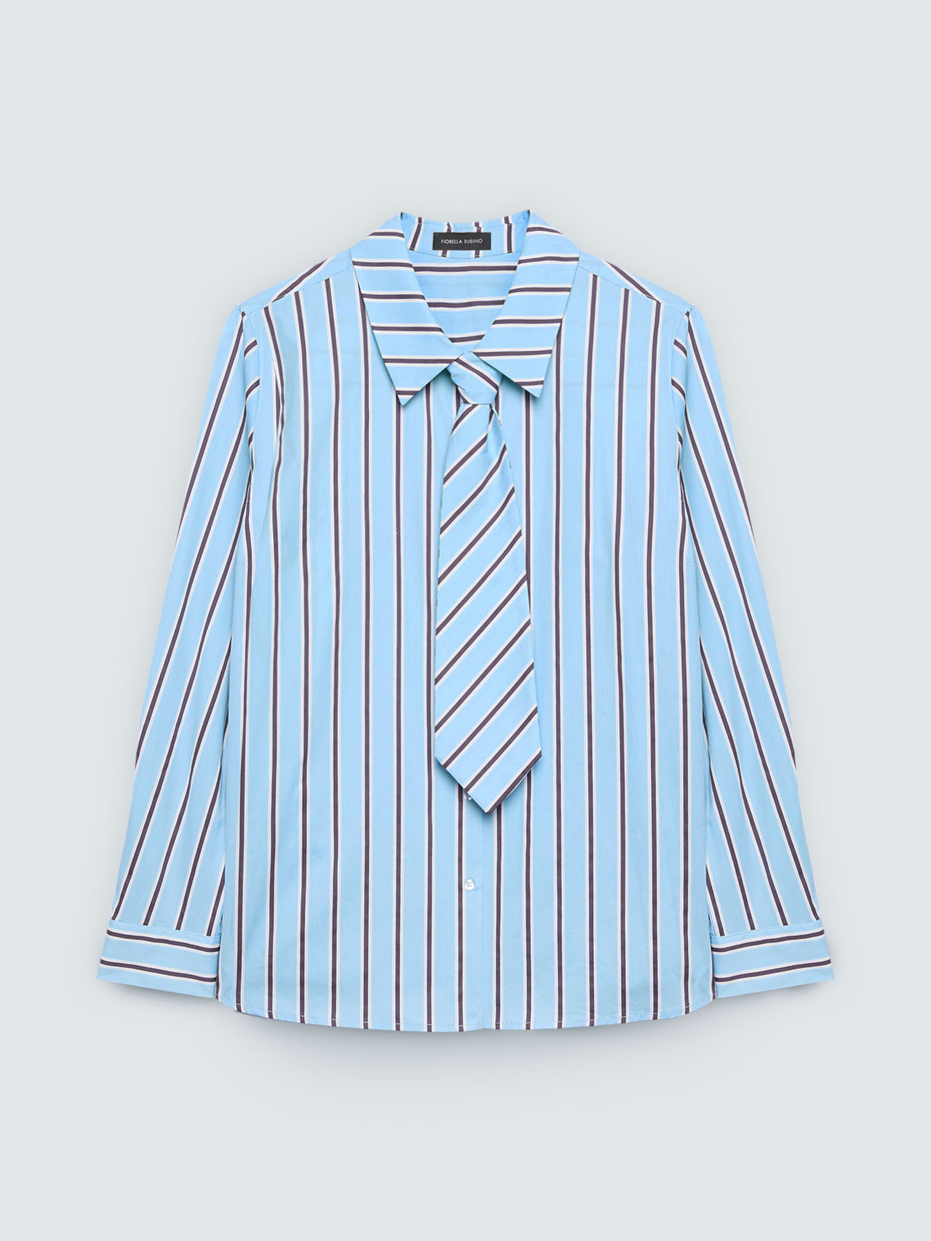 Striped shirt with tie image number 1