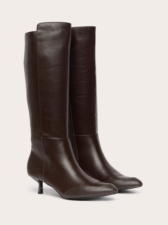 Lizard-tipped coated fabric boots