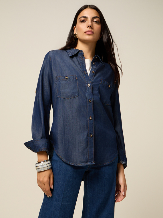 Camicia in tencel effetto denim