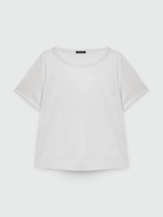 T-Shirt Lurex mit Details am Ausschnitt