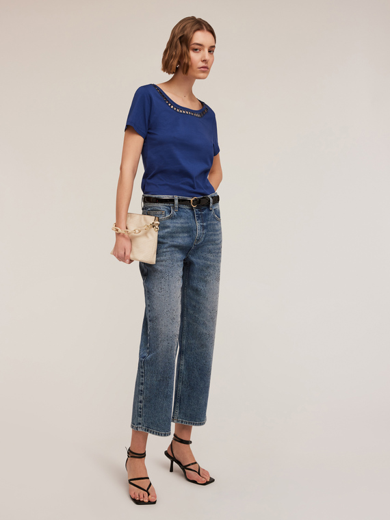Jean à jambe large avec strass