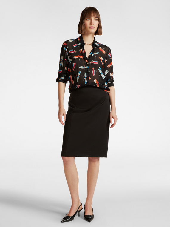 Solid color straight skirt