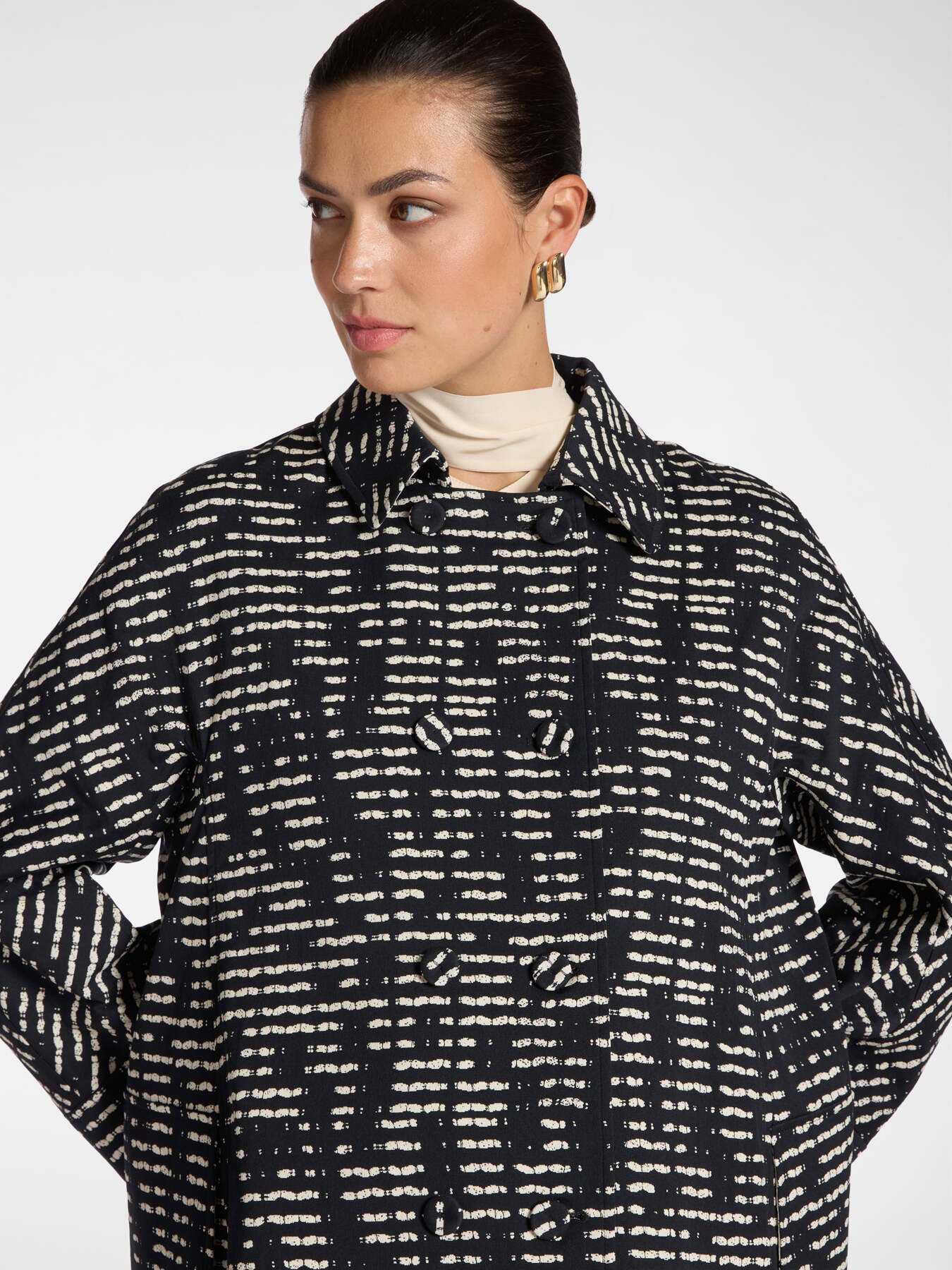 Striped jacquard cotton blend coat image number 3