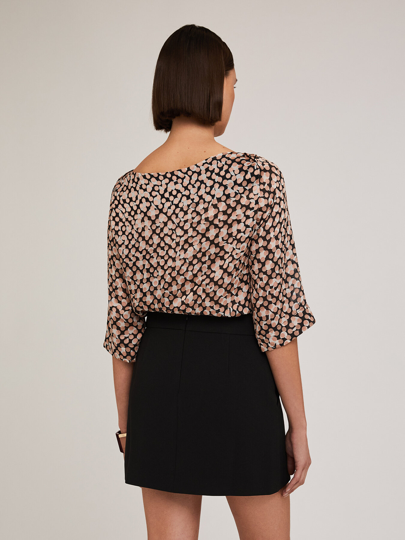 Blouse with devor&eacute; polka dot print image number 1