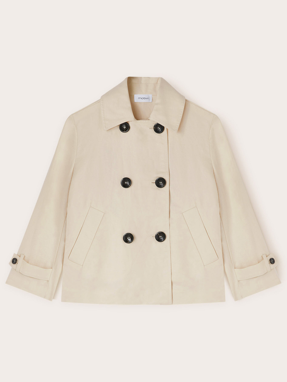 Linen blend canvas pea coat