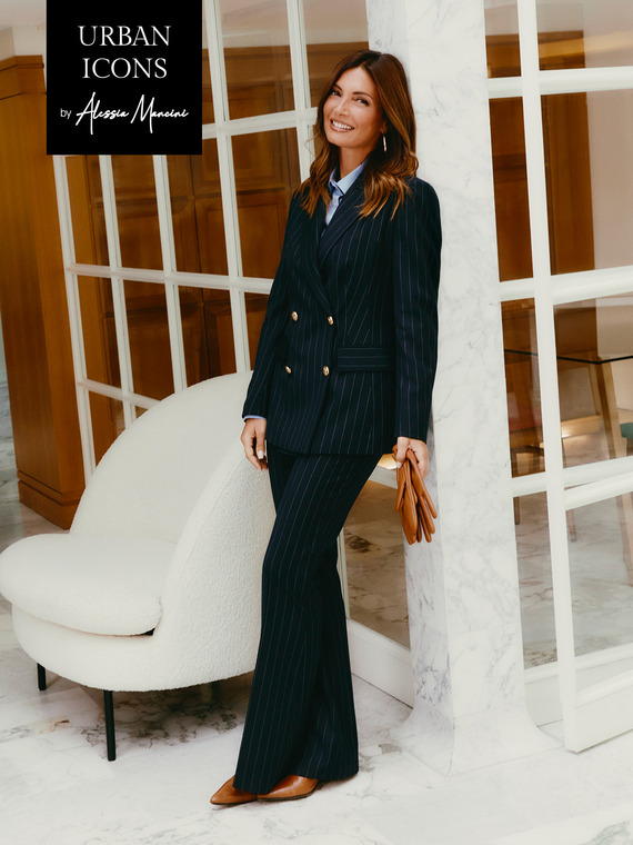 Double-breasted pinstripe blazer