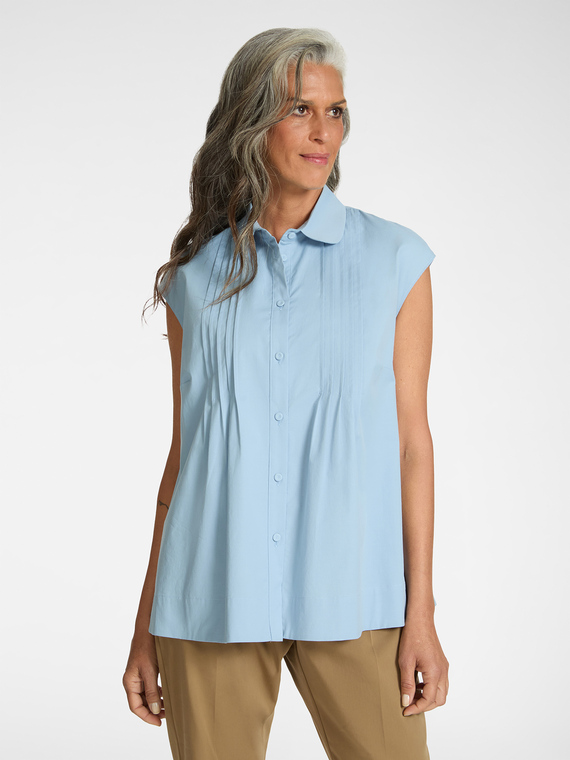 Chemise en m&eacute;lange de coton avec plis