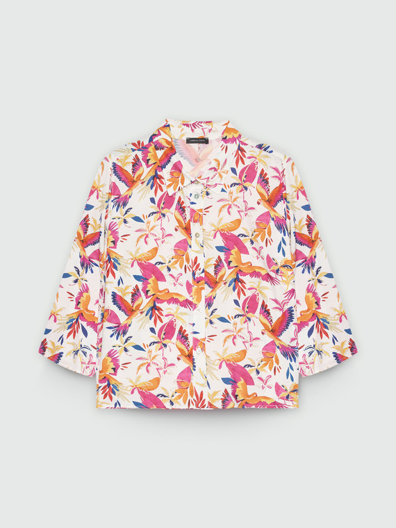 Chemise boxy à imprimé Parrot amp; Palm