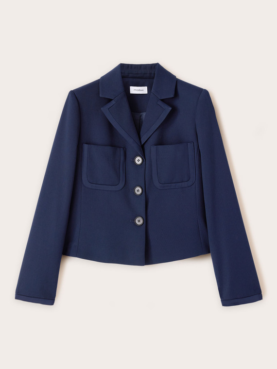 Cropped-Jacke mit Satin-Einsätzen