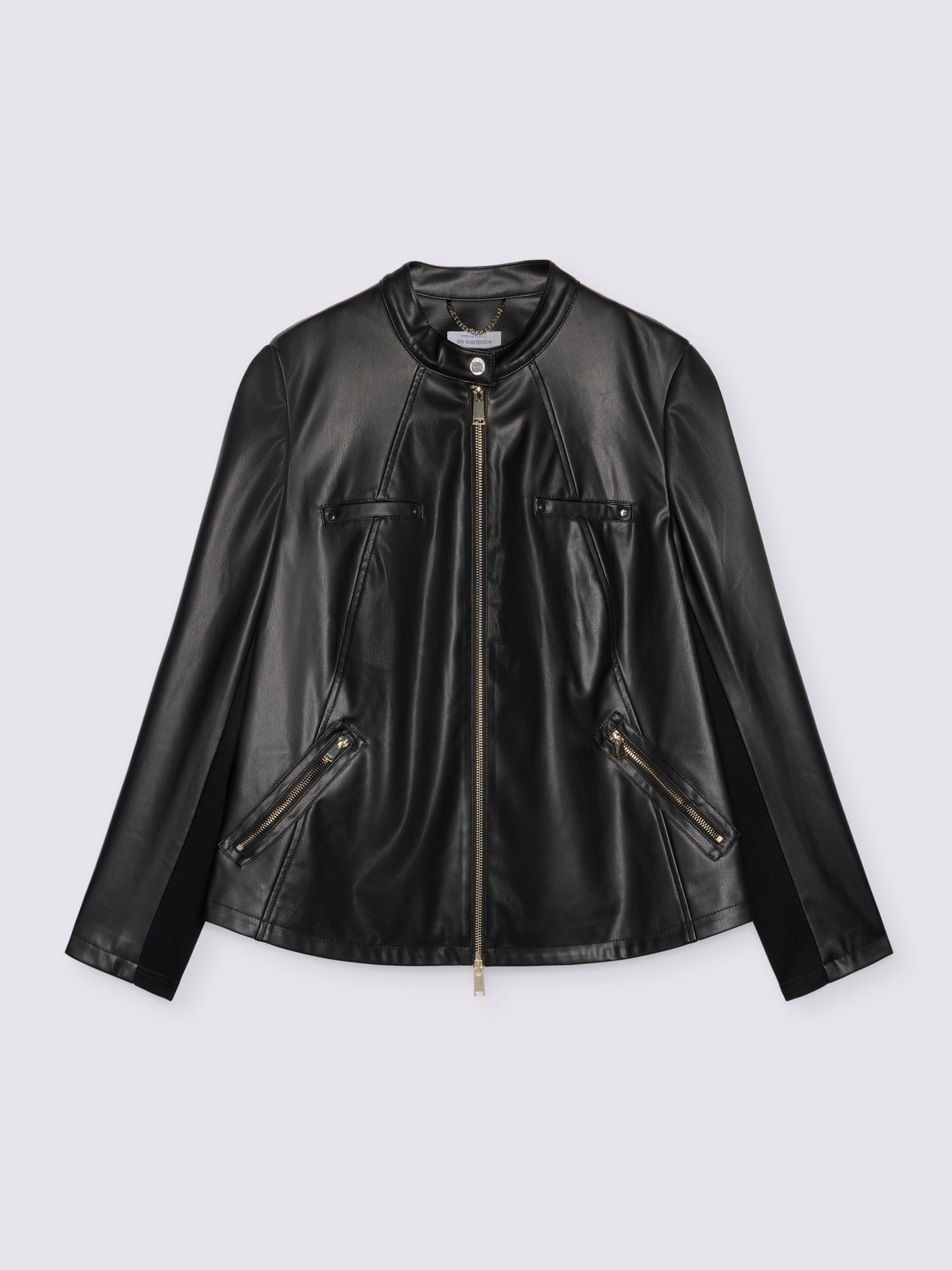 Giacca biker con parti in tessuto stretch image number 4