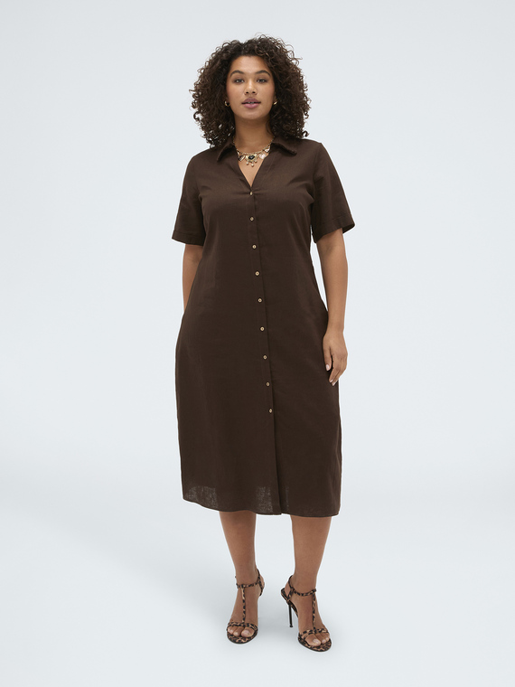 Hemdblusenkleid aus Leinen-Viskose-Mix