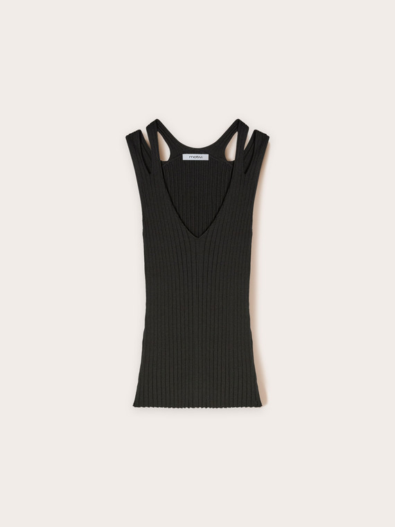 Top aus Strickstoff mit Cut-out