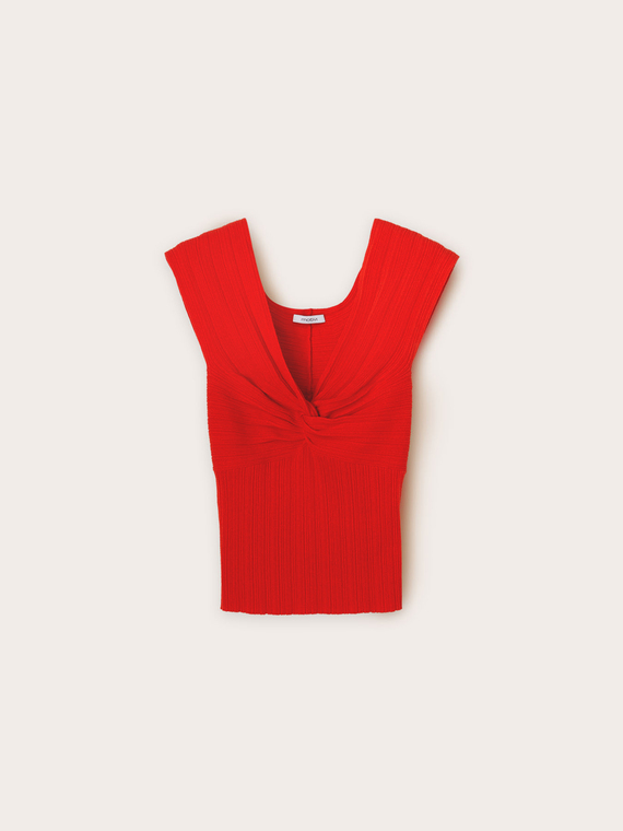 T-shirt con nodo in maglia