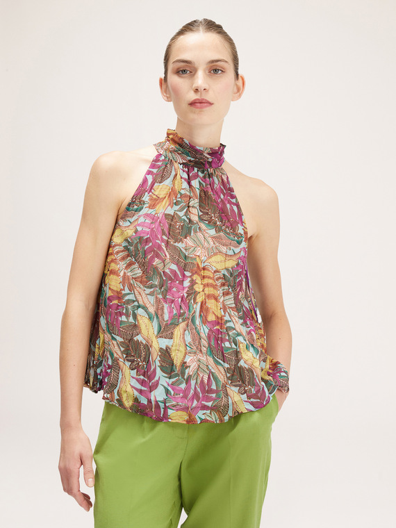 Top in georgette fantasia etnica
