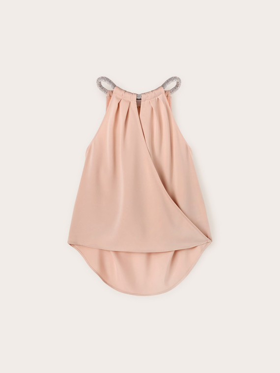 Top en satin avec détail de collier