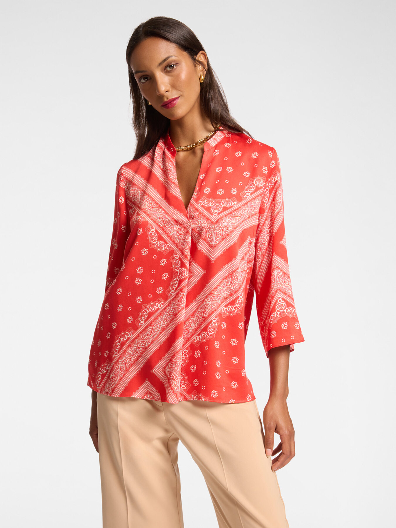 Blouse with scarf print image number 0