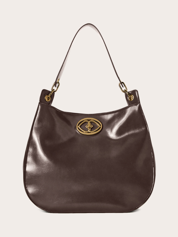 Hobo bag in glossy coated fabric