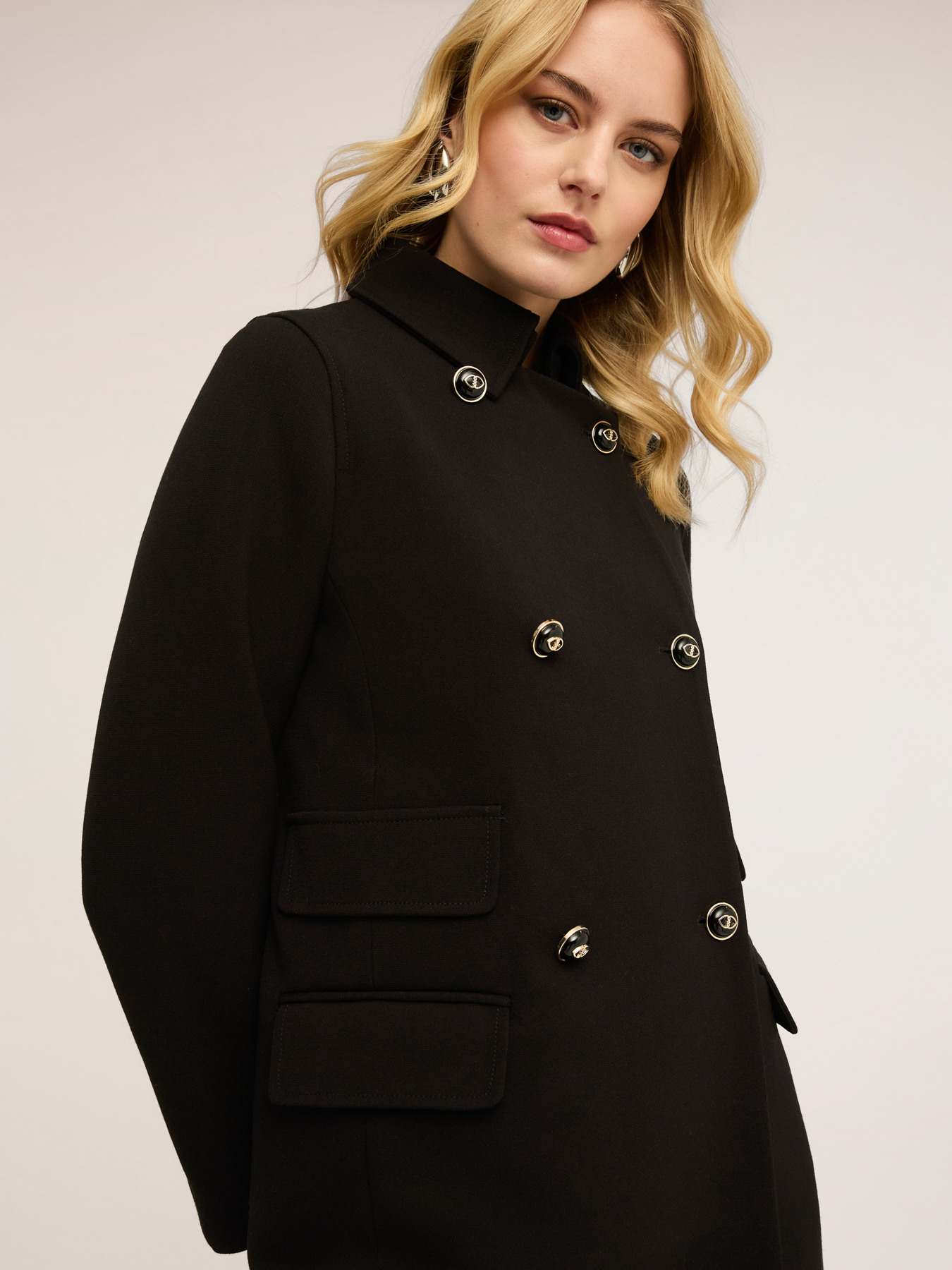 Double-breasted polyviscose coat image number 1