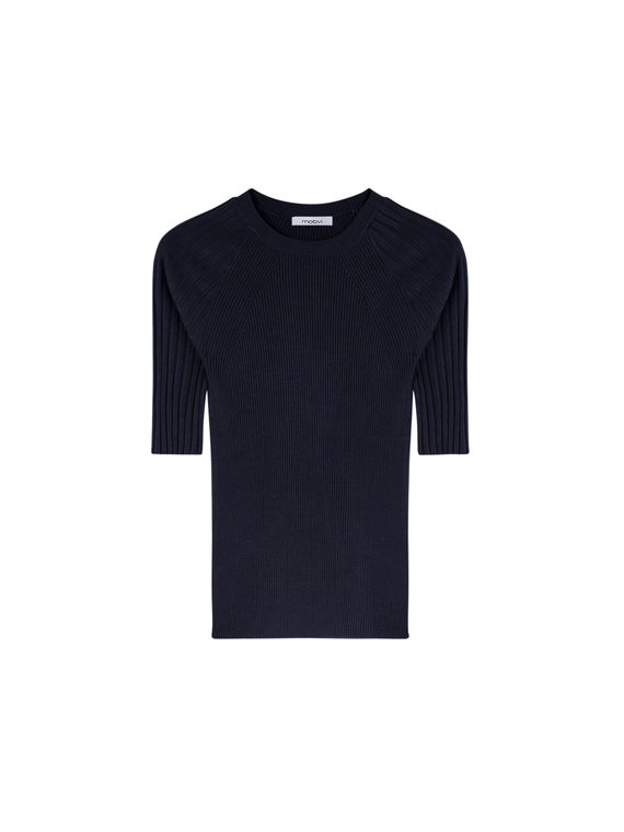 Short-sleeved ribbed top