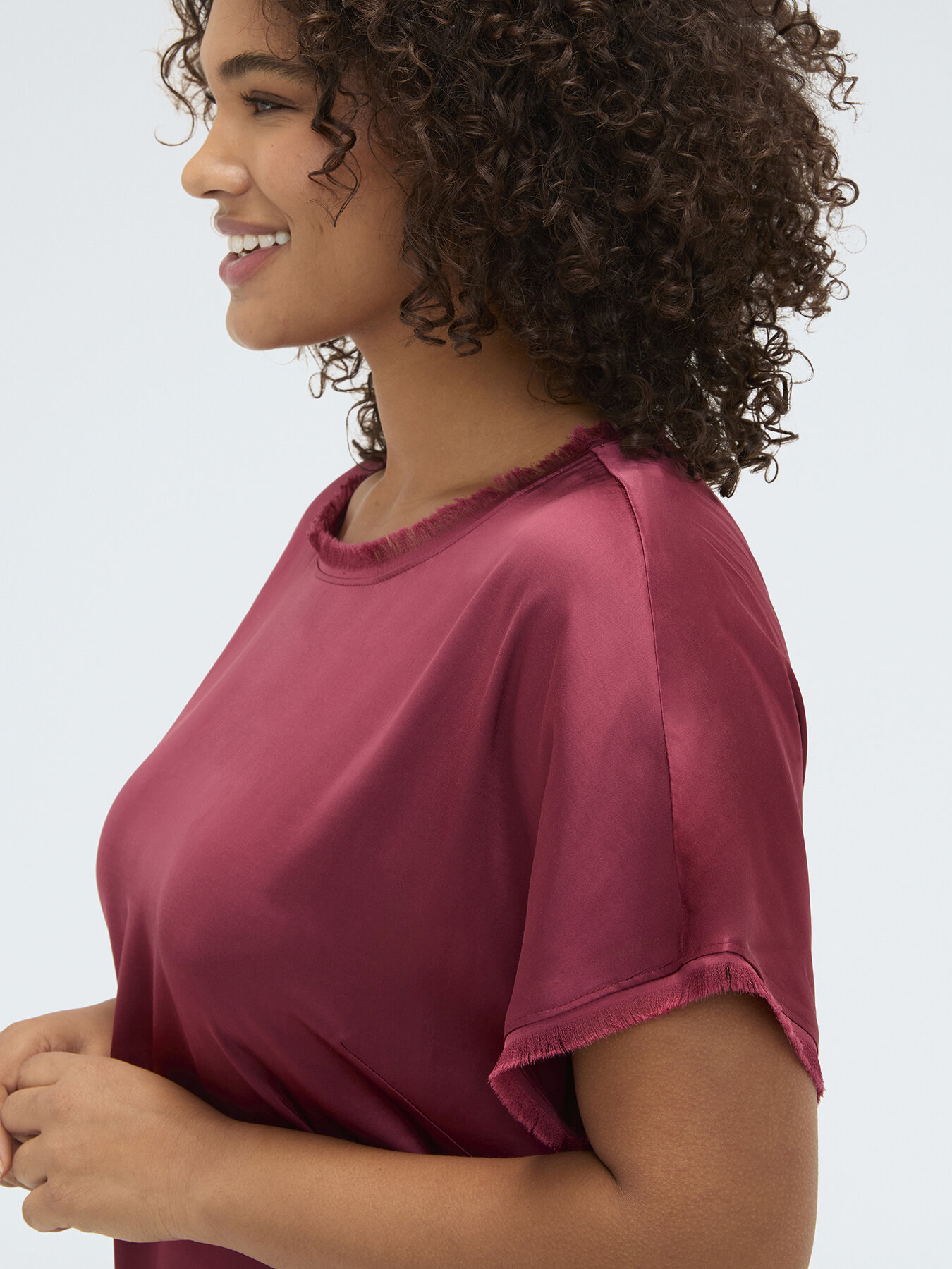 Satin top with fringed details image number 3