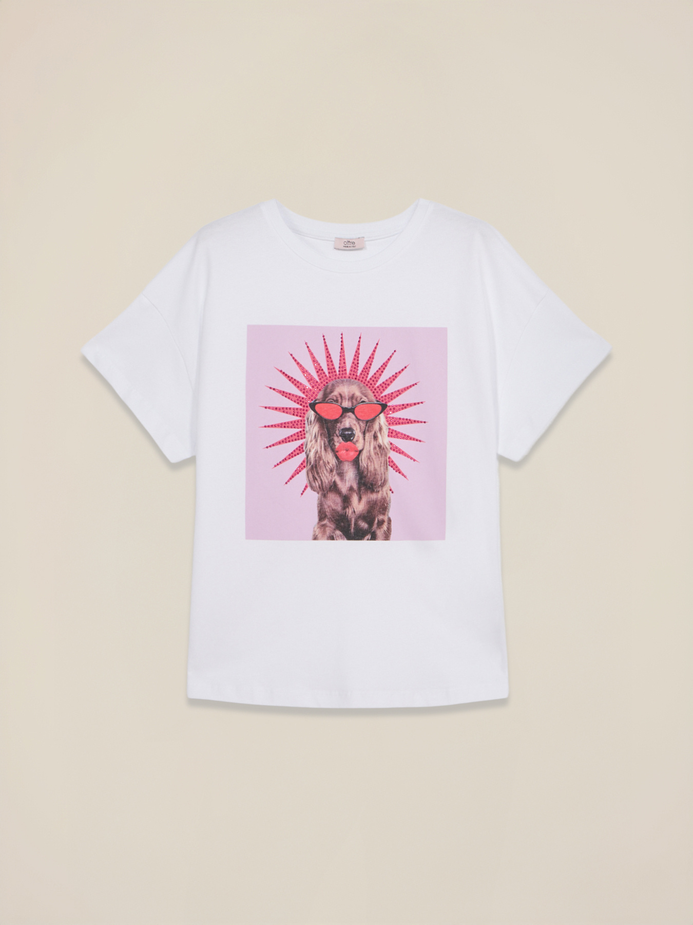 T-shirt in jersey con stampa e applicazioni image number 3