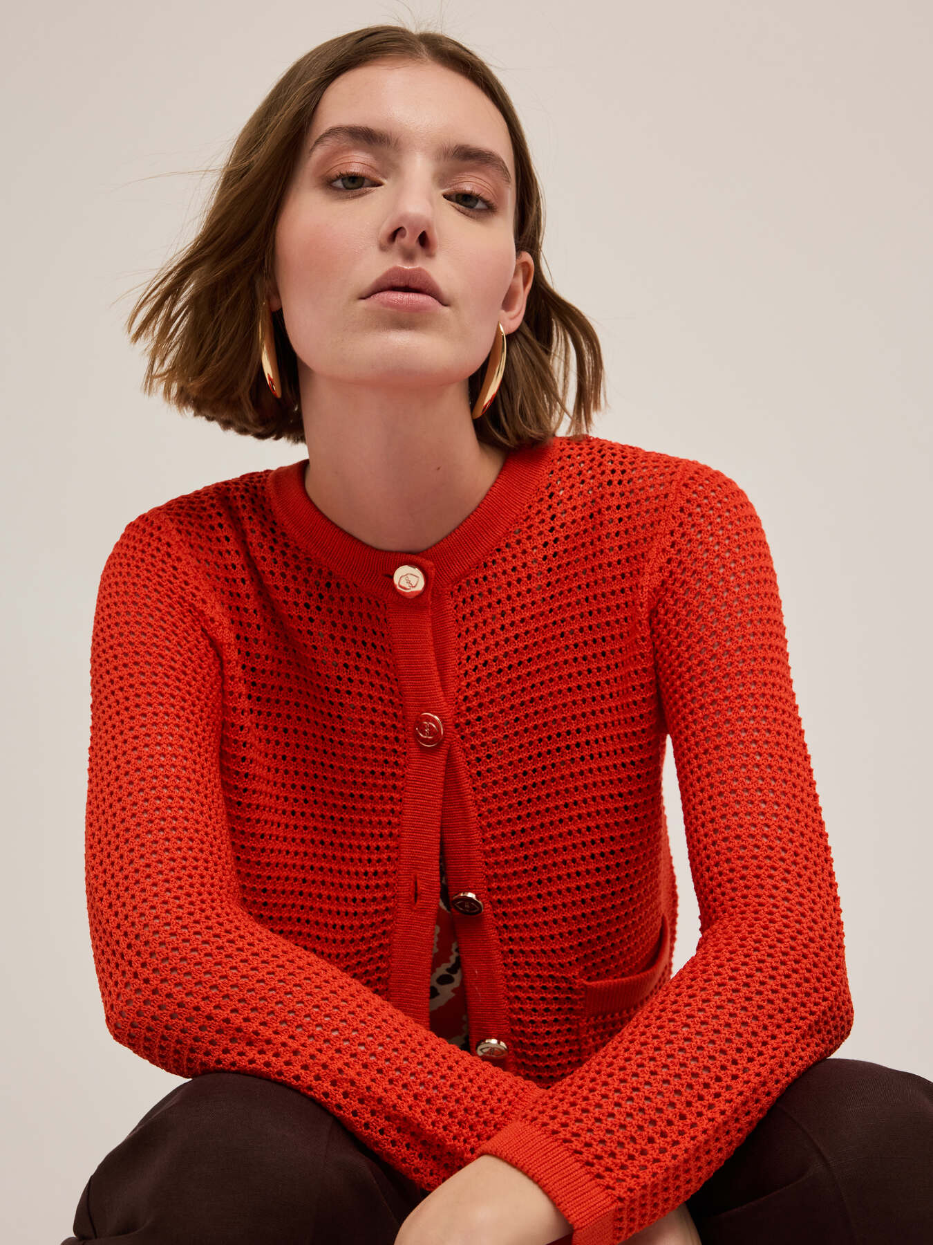 Openwork knit cardigan image number 0