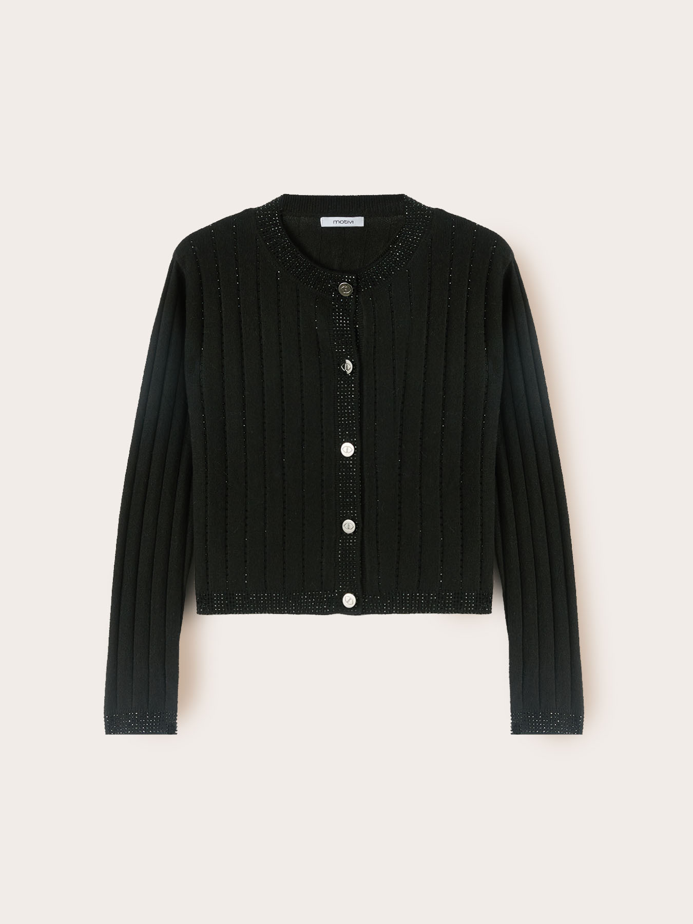 Cardigan court en maille avec strass image number 4