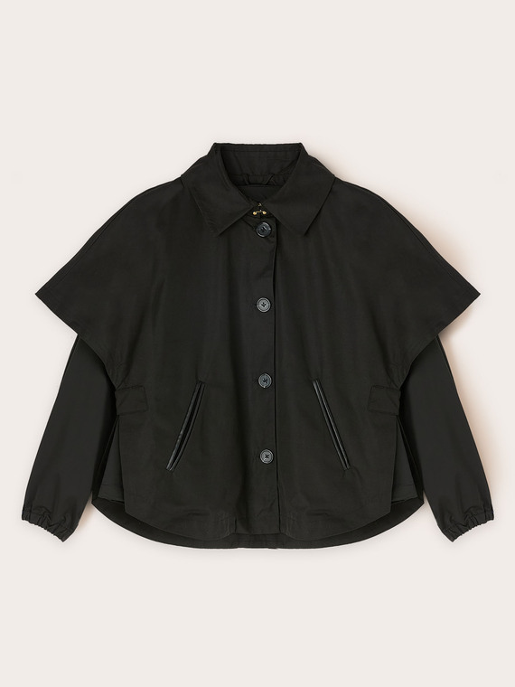 Satin bomber jacket with detachable cape