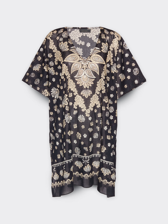 Printed and embroidered caftan