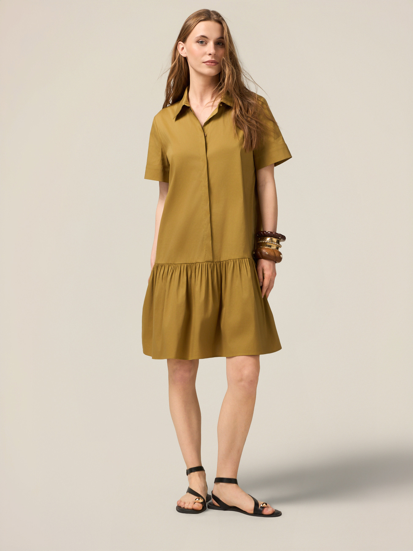 Shirtdress with ruffle image number 0