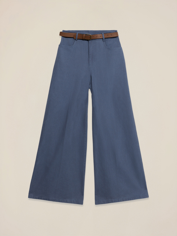 Pantaloni palazzo in drill di cotone