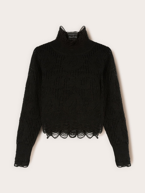 Maglia traforata con collo alto