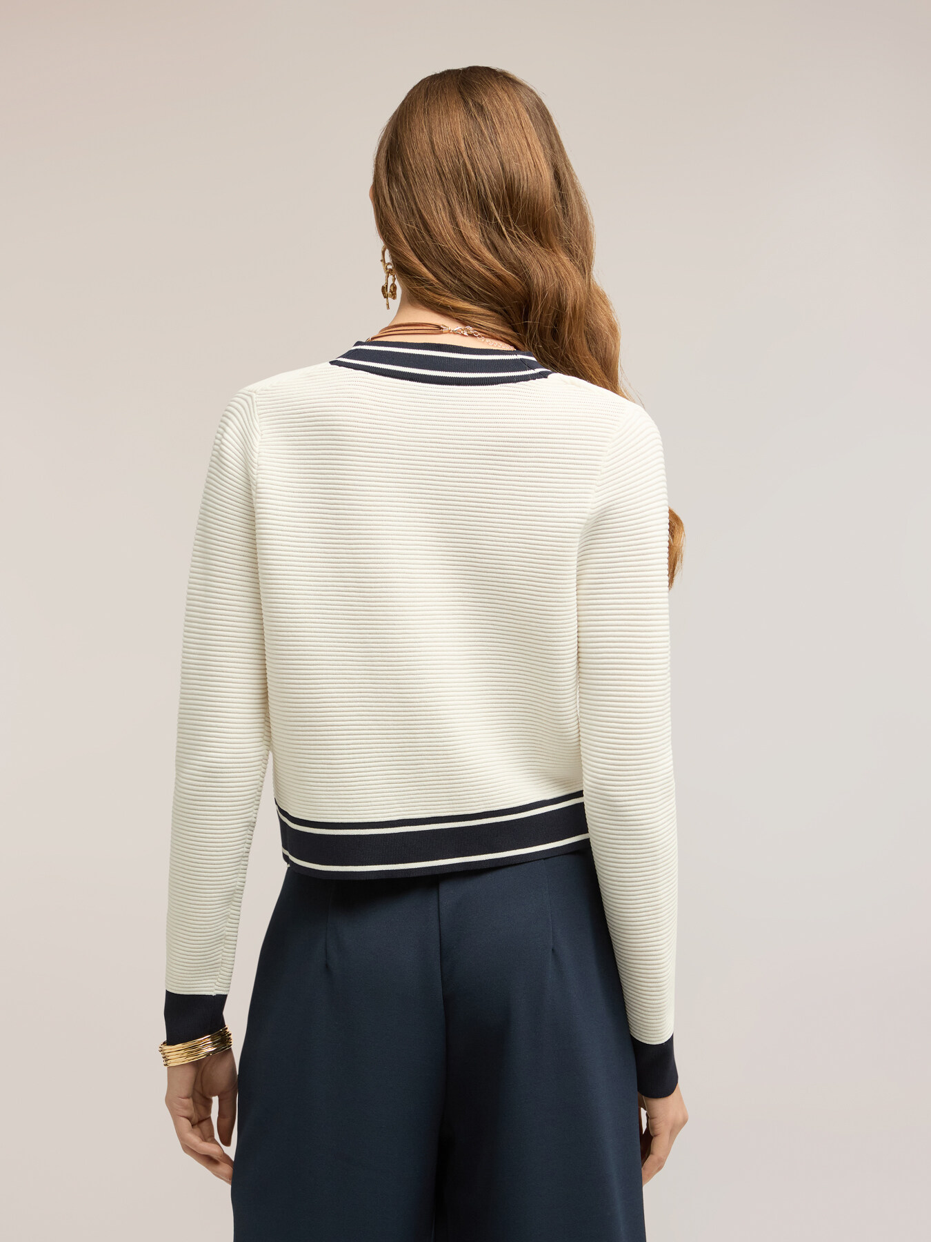 Cardigan in knitwear with contrasting edges image number 1
