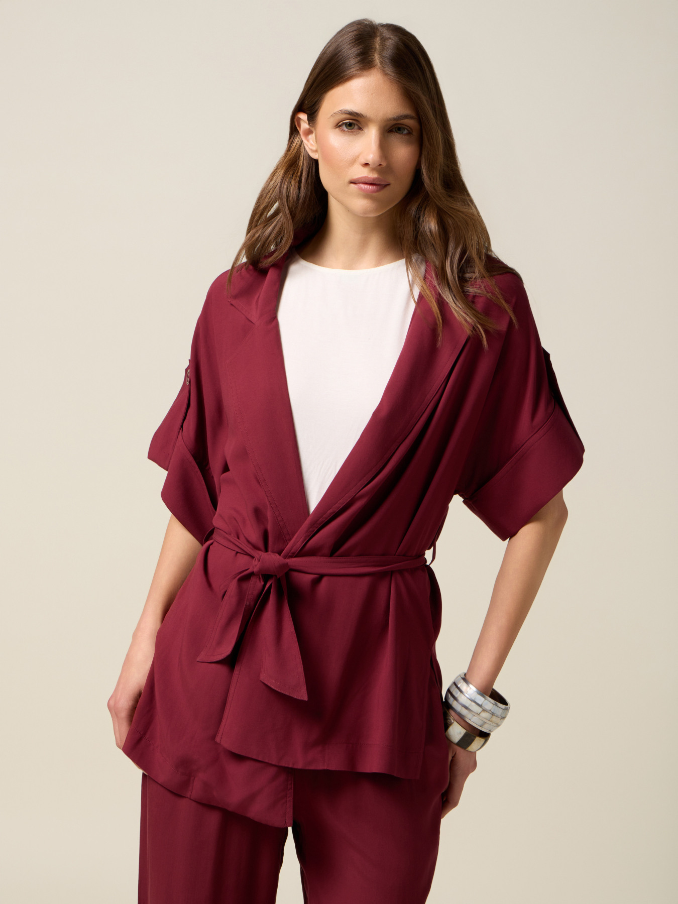 Kimono shirt with belt image number 0