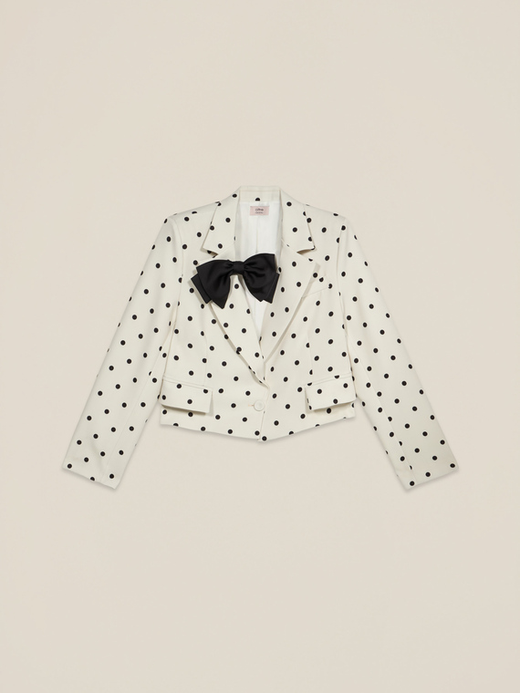 Blazer corto de lunares con lazo