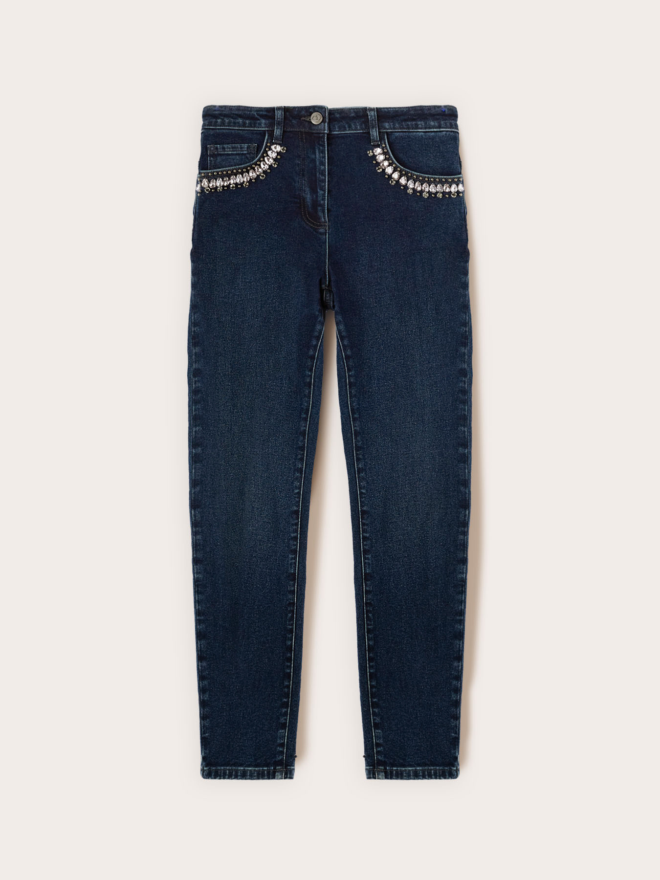 Skinny Jeans mit bestickten Taschen image number 4