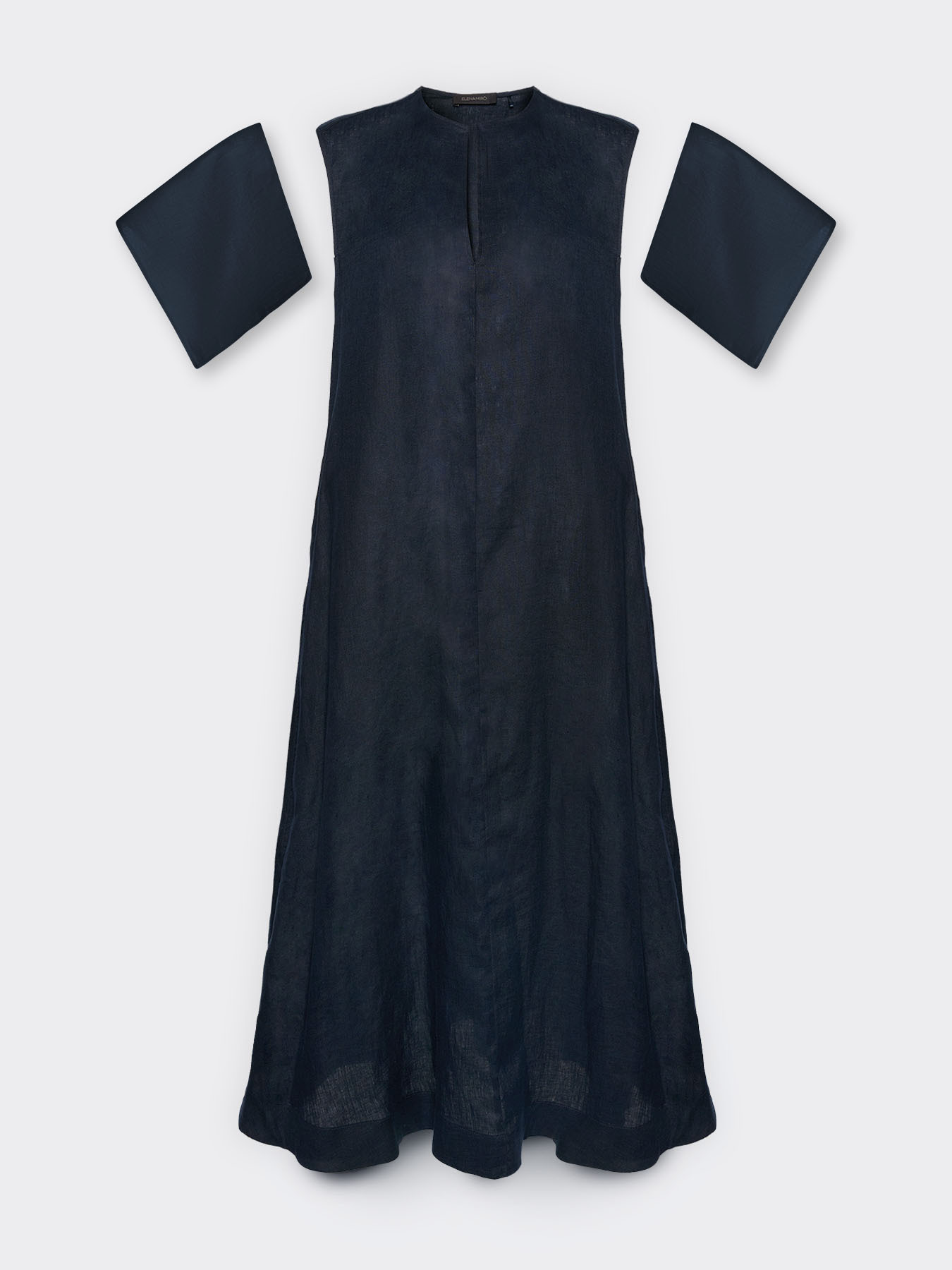 Long linen dress with V-neck