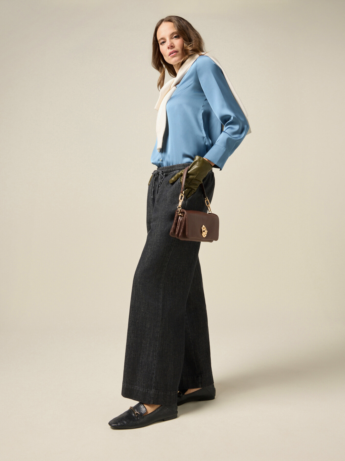 Jeans joggers palazzo image number 0